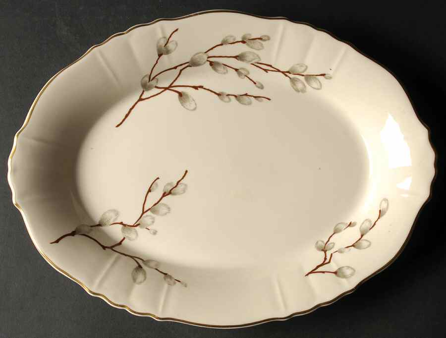 Pussy Willow 12" Oval Serving Platter by Hanover-1