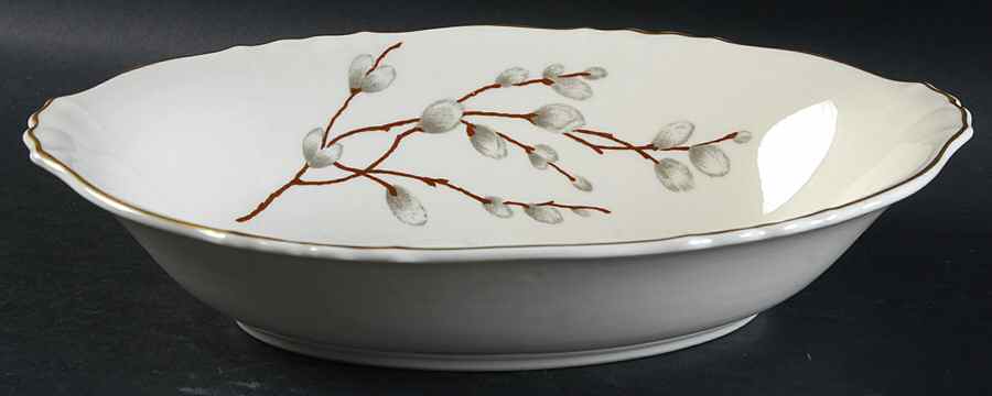 Pussy Willow 10" Oval Vegetable Bowl by Hanover-1