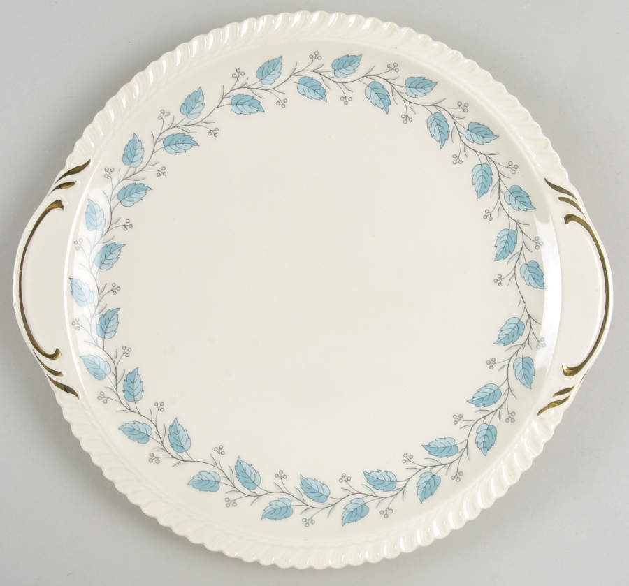 Bermuda (Blue Leaves) Handled Cake Plate by Harker-1