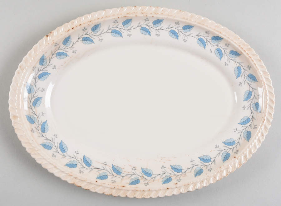 Bermuda (Blue Leaves) 13" Oval Serving Platter by Harker-1