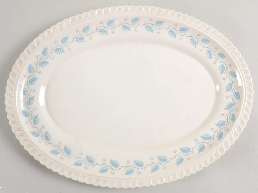 Bermuda (Blue Leaves) 16" Oval Serving Platter by Harker-1