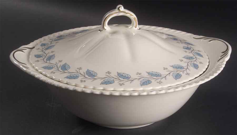 Bermuda (Blue Leaves) Round Covered Vegetable by Harker-1