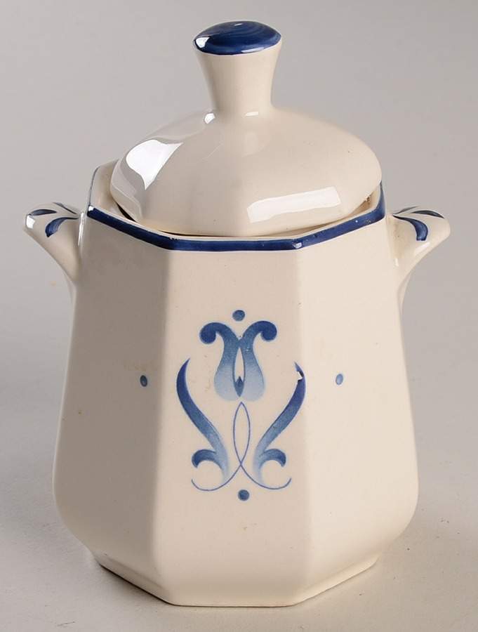 Blue Dane Sugar Bowl & Lid by Harker-1