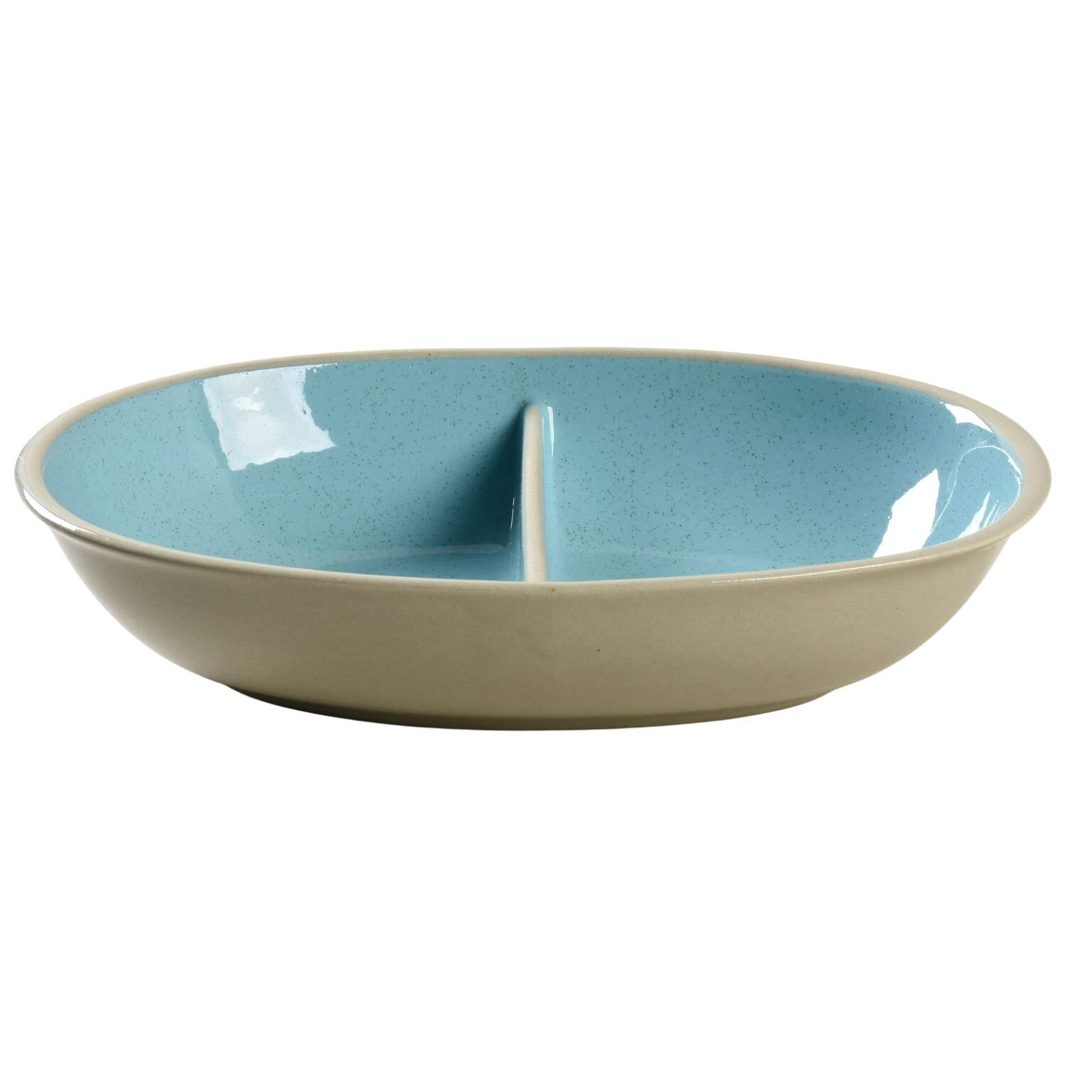 Blue Mist 10" Oval Divided Vegetable Bowl by Harker-1
