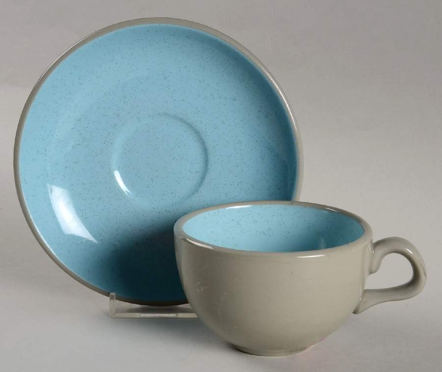 Blue Mist Flat Cup & Saucer Set by Harker-1