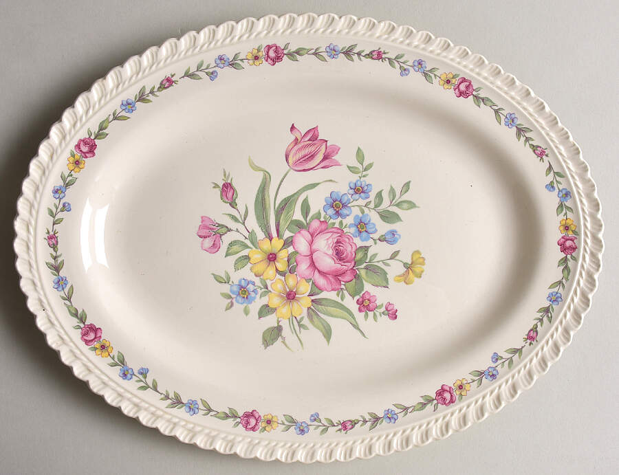 Bouquet 12" Oval Serving Platter by Harker-1