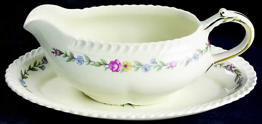 Bouquet Gravy Boat & Underplate/Relish by Harker-1