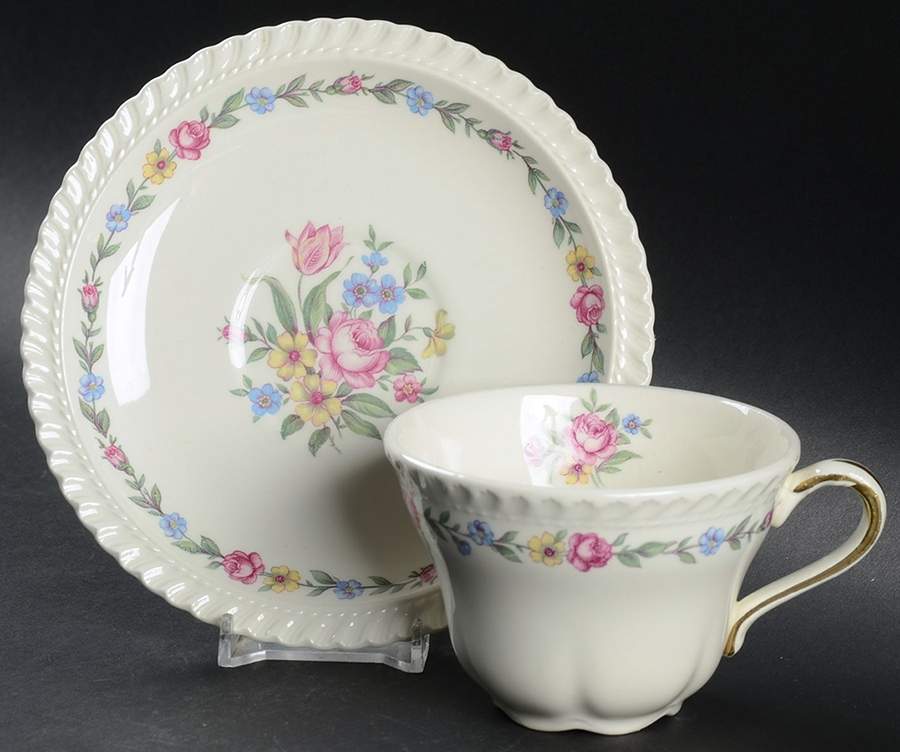 Bouquet Flat Cup & Saucer Set by Harker-1