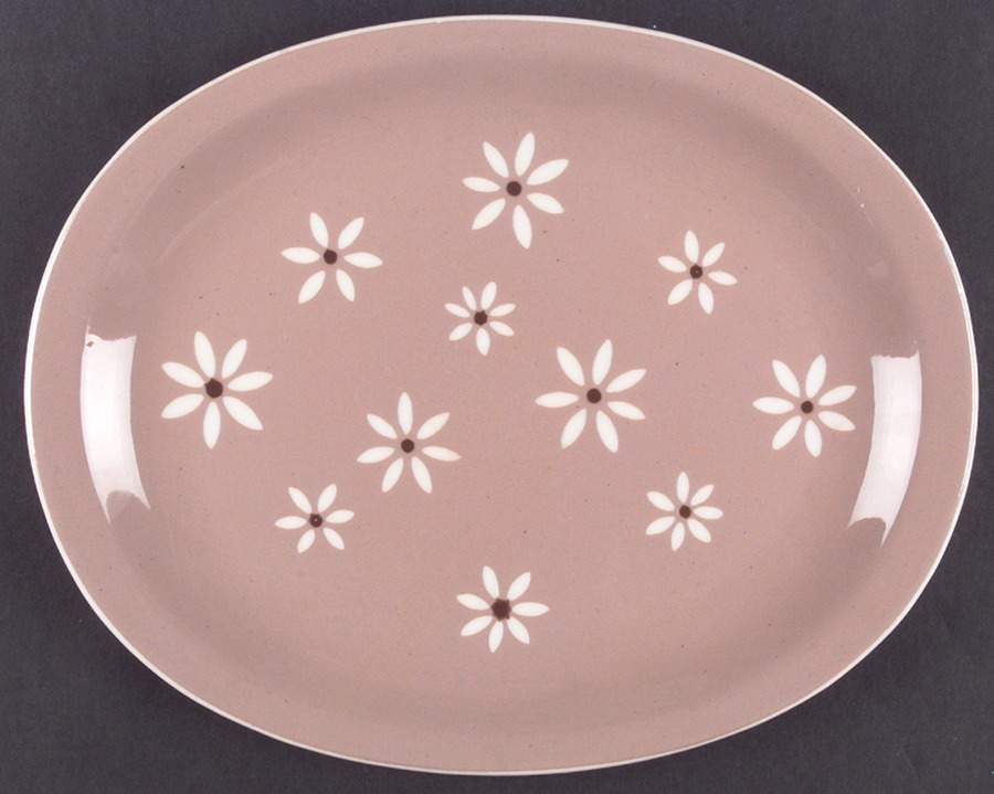Brown Eyed Susan Pink 13" Oval Serving Platter by Harker-1