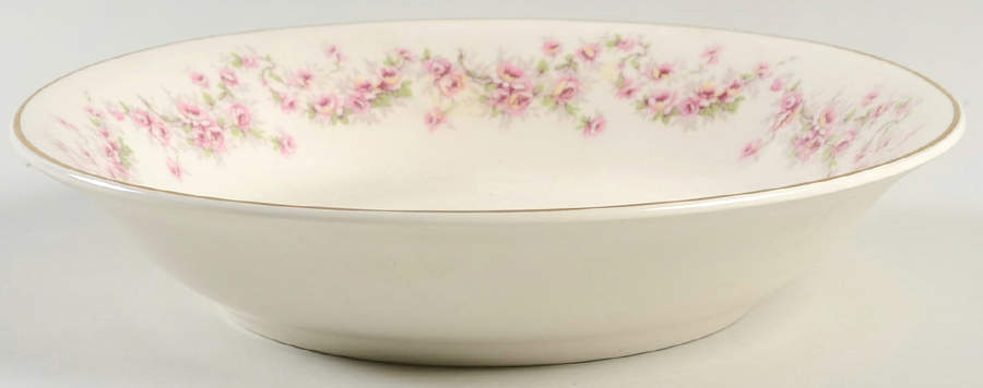 Bridal Rose (Smooth Edge, Gold Trim) Coupe Soup Bowl by Harker-1