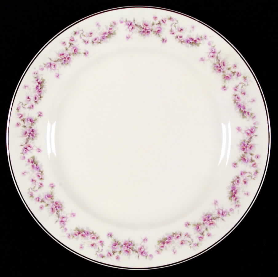 Bridal Rose (Smooth Edge, Gold Trim) Dinner Plate by Harker-1