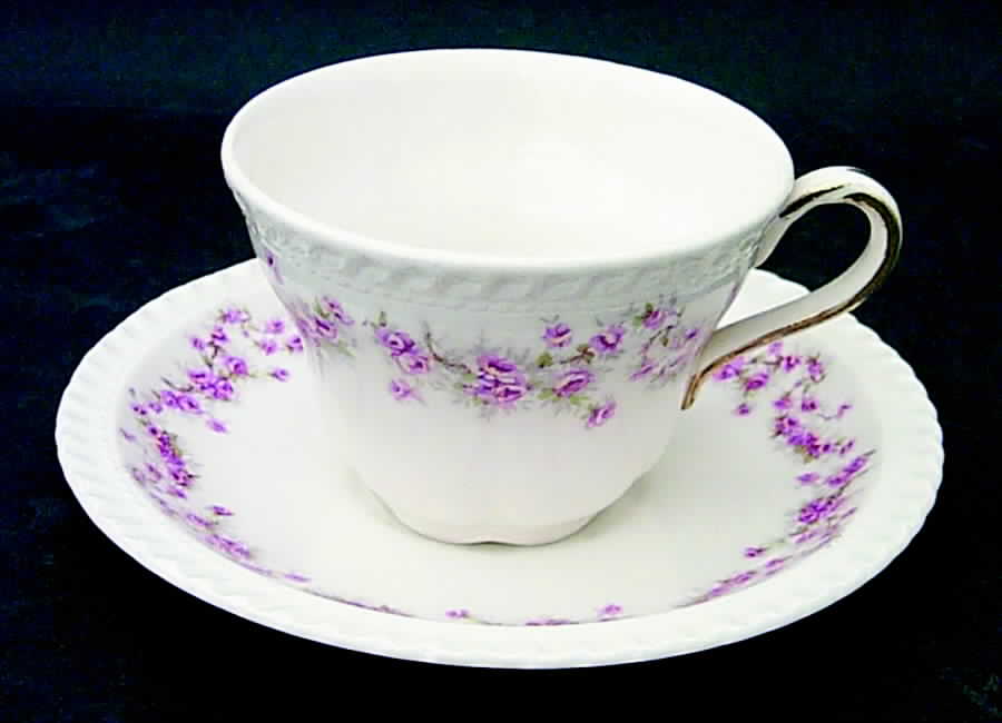 Bridal Rose (Royal Gadroon, No Trim) Flat Cup & Saucer Set by Harker-1