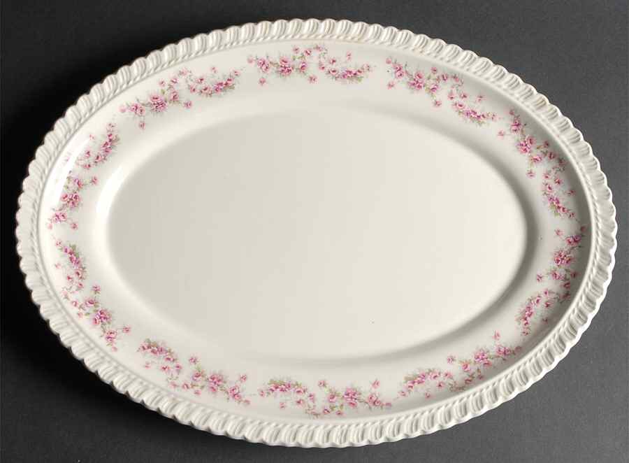 Bridal Rose (Royal Gadroon, No Trim) 16" Oval Serving Platter by Harker-1
