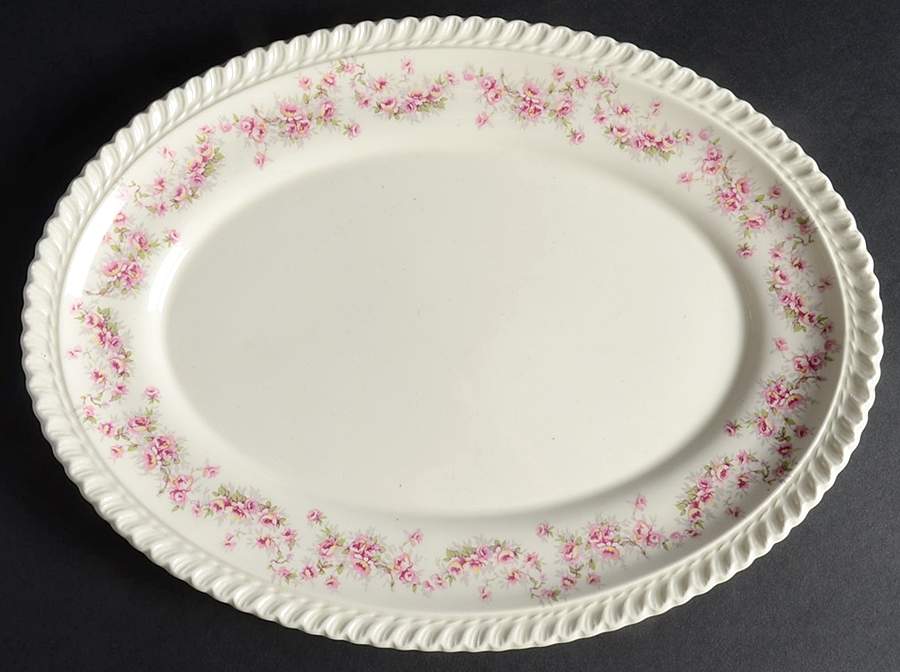 Bridal Rose (Royal Gadroon, No Trim) 11" Oval Serving Platter by Harker-1