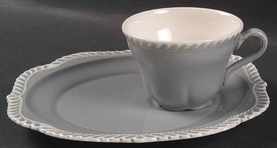 Chesterton Light Gray Snack Plate & Cup Set by Harker-1