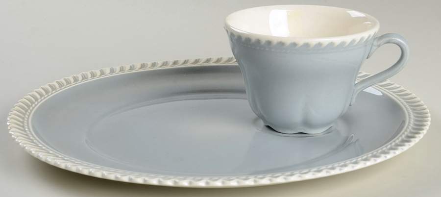 Chesterton Light Gray Snack Plate & Cup Set by Harker-1