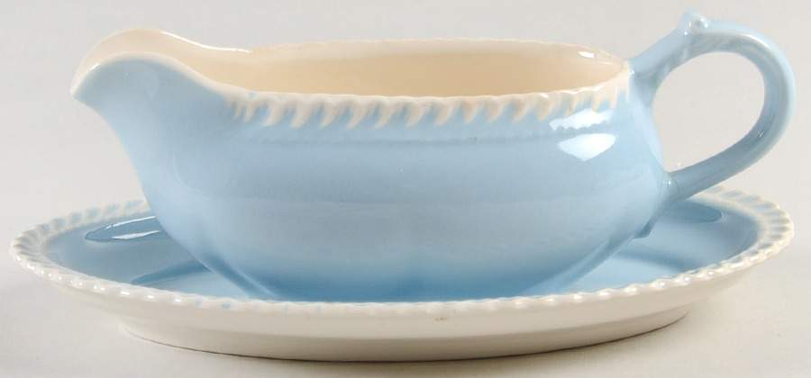 Chesterton Blue Gravy Boat & Underplate by Harker-1