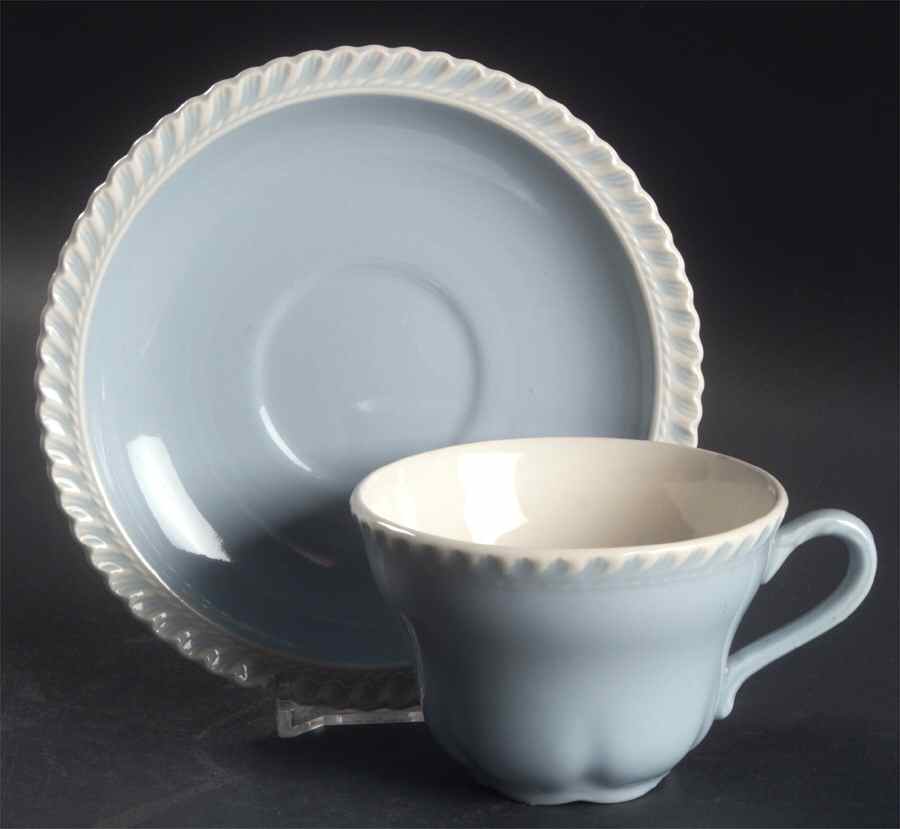 Chesterton Blue Flat Cup & Saucer Set by Harker-1