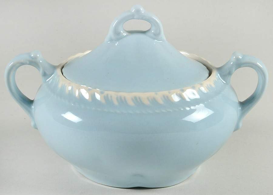 Chesterton Blue Sugar Bowl & Lid by Harker-1