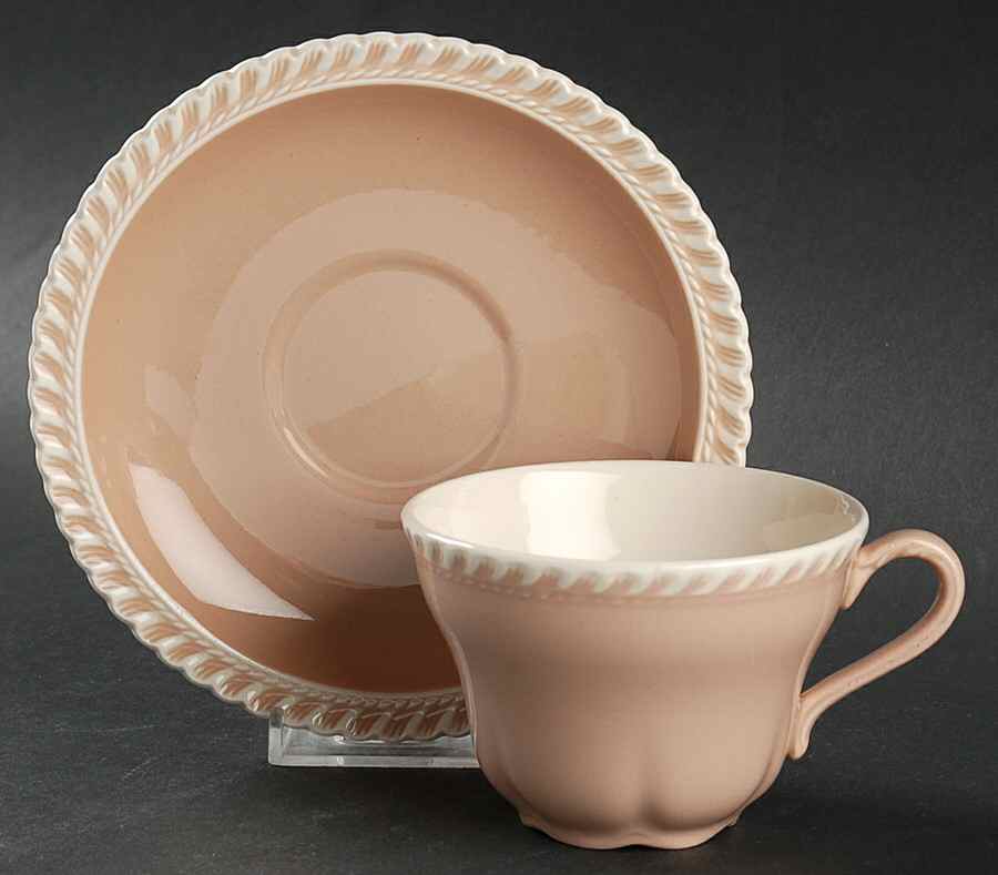 Chesterton Pink Cocoa Flat Cup & Saucer Set by Harker-1