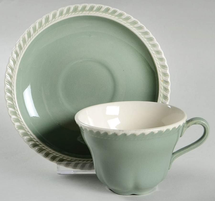 Chesterton Celadon Flat Cup & Saucer Set by Harker-1