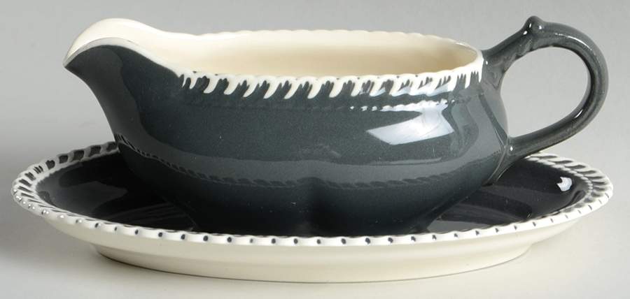 Chesterton Charcoal Gravy Boat & Underplate by Harker-1