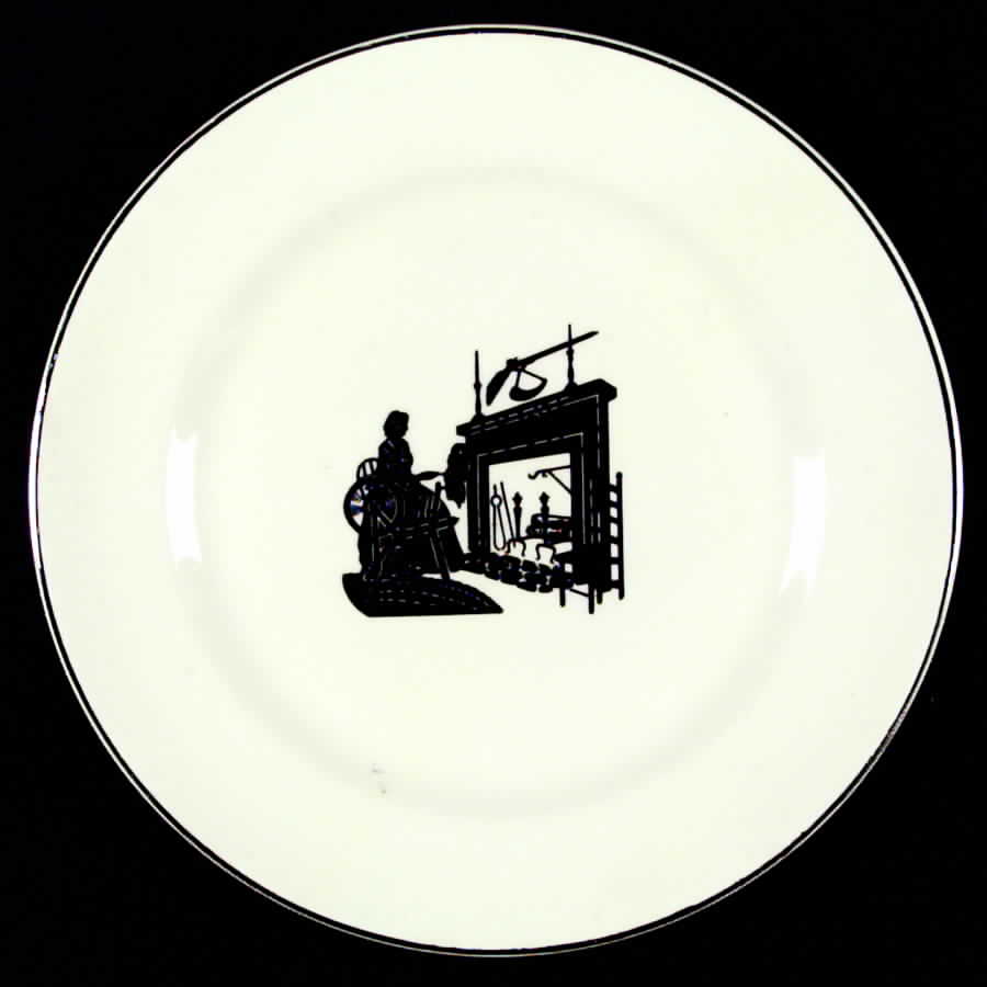Colonial Lady (Smooth) Platinum Trim Luncheon Plate by Harker-1