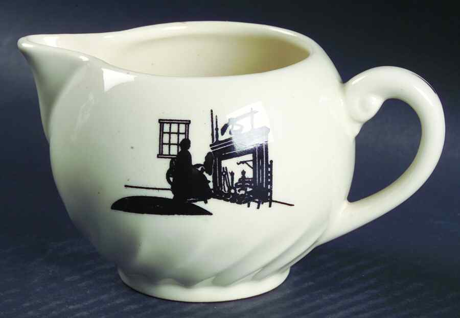 Colonial Lady (Smooth) Platinum Trim Creamer by Harker-1