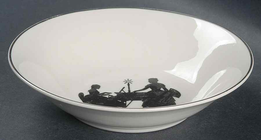 Colonial Lady (Smooth) Platinum Trim Coupe Cereal Bowl by Harker-1