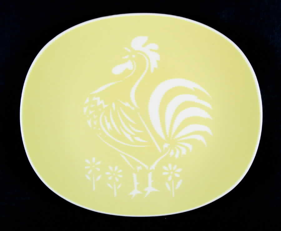 Cock O'Morn (Yellow) 11" Oval Serving Platter by Harker-1