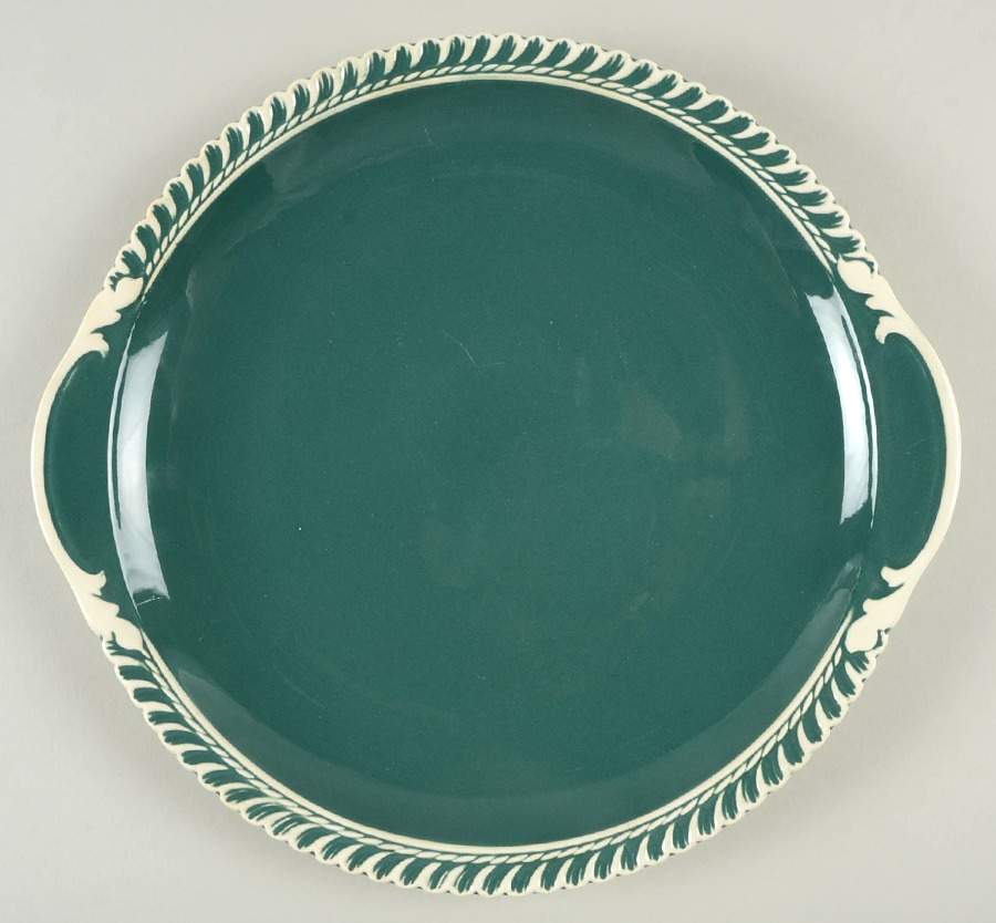 Corinthian (Dark Teal Green) Handled Cake Plate by Harker-1