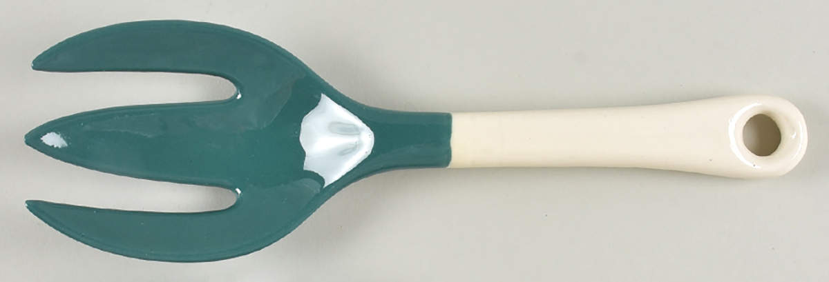 Corinthian (Dark Teal Green) Salad Serving Fork, Solid Piece by Harker-1
