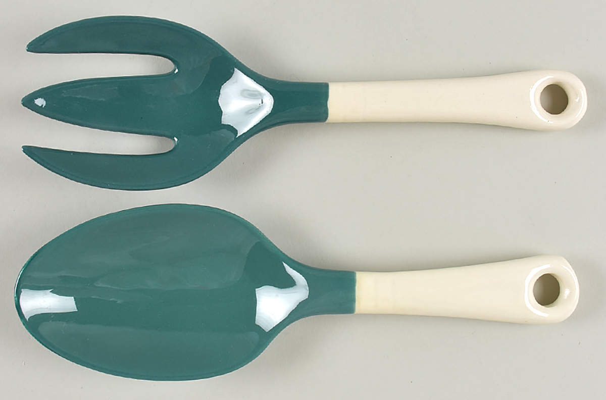 Corinthian (Dark Teal Green) 2 Piece Salad Set, Solid Piece by Harker-1
