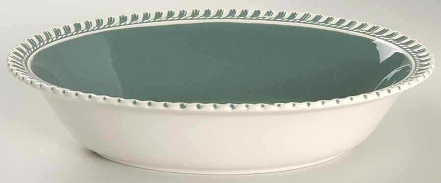 Corinthian (Dark Teal Green) 9" Oval Vegetable Bowl by Harker-1