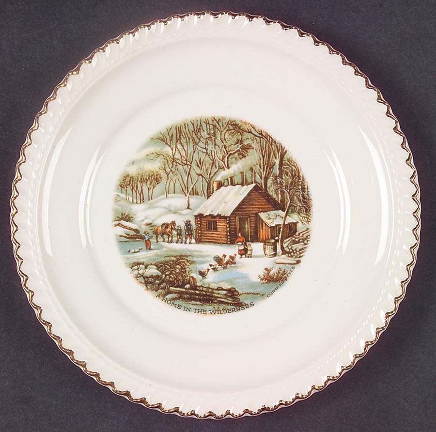 Currier & Ives (No Gold Inner Band) Bread & Butter Plate by Harker-1