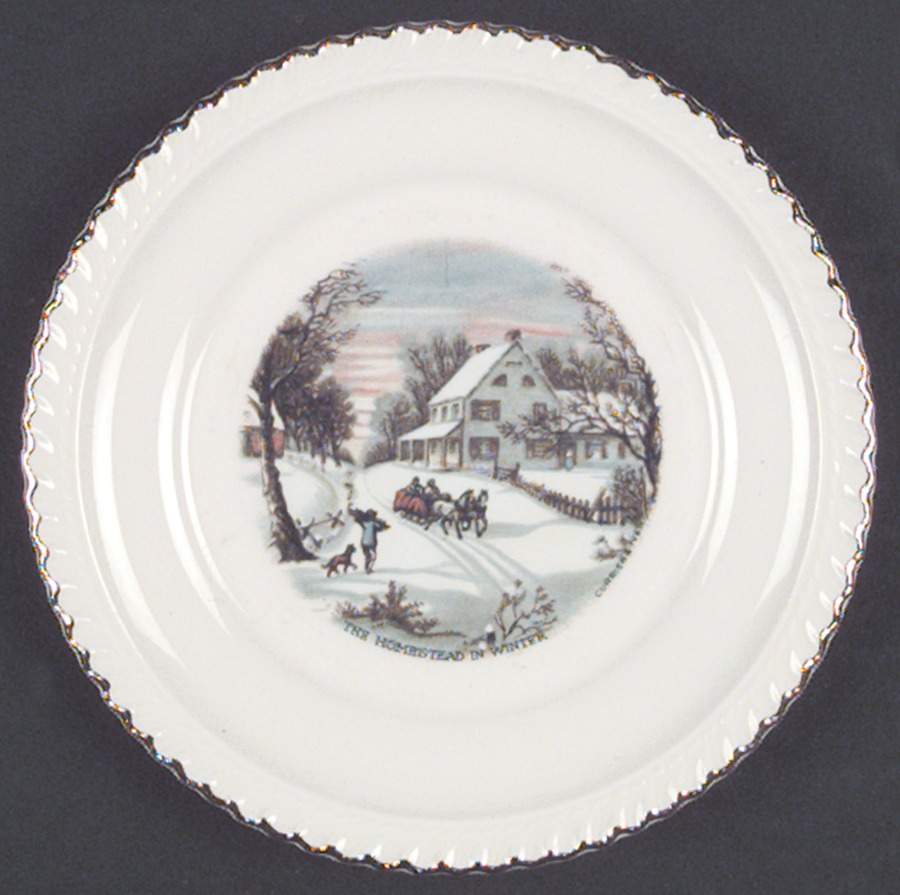Currier & Ives (No Gold Inner Band) Bread & Butter Plate by Harker-1