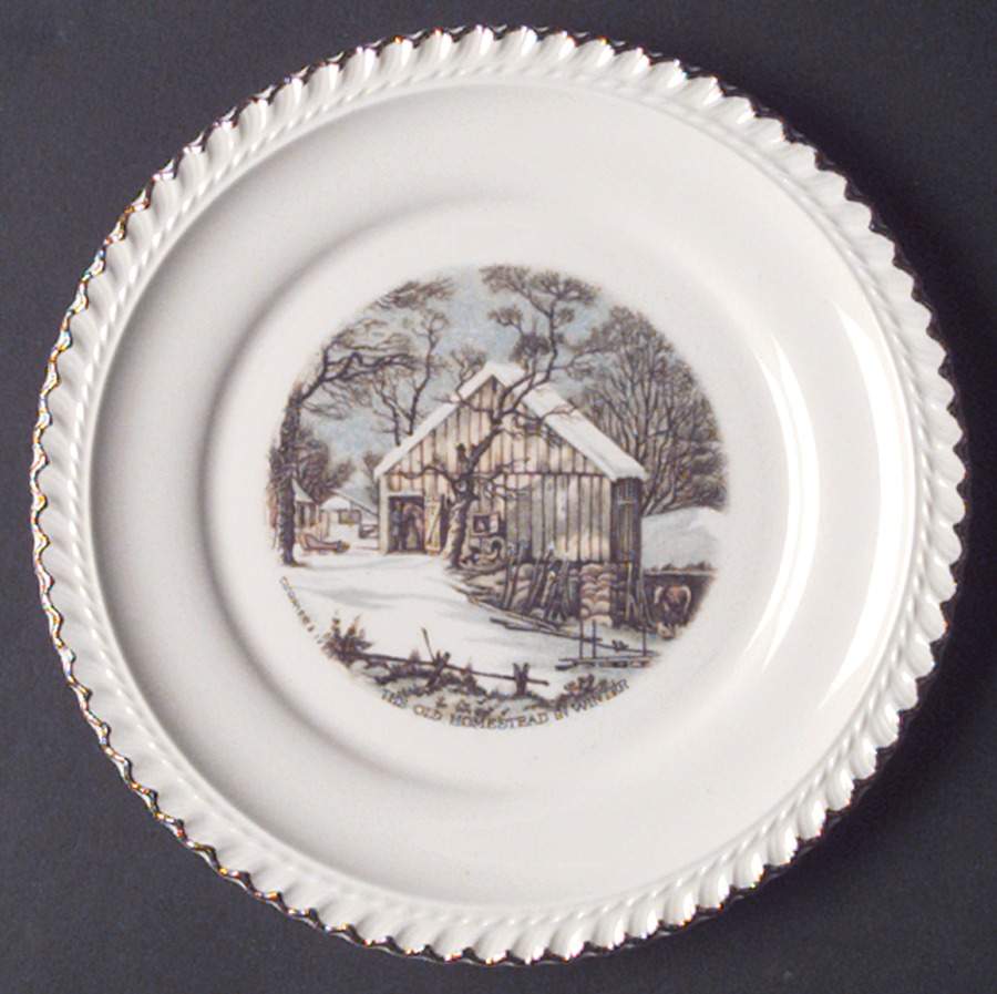 Currier & Ives (No Gold Inner Band) Bread & Butter Plate by Harker-1