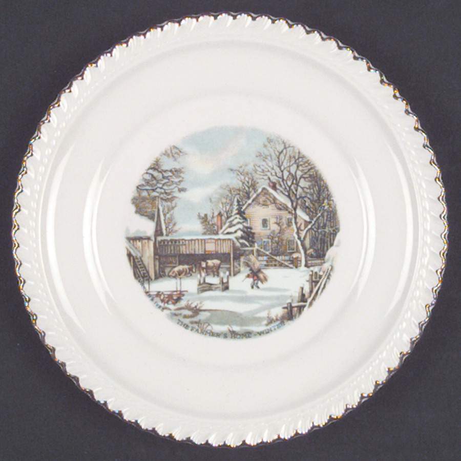 Currier & Ives (No Gold Inner Band) Bread & Butter Plate by Harker-1