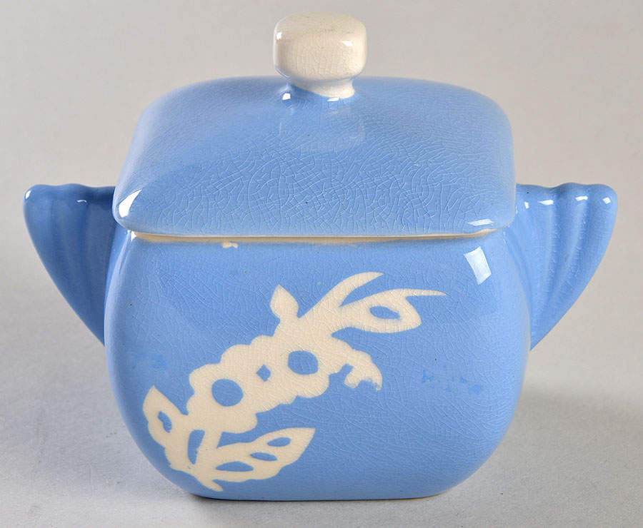 Dainty Flower Blue (Virginia) Sugar Bowl & Lid by Harker-1
