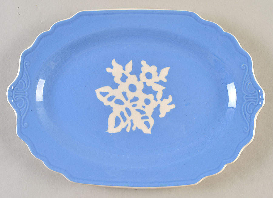 Dainty Flower Blue (Virginia) 11" Oval Serving Platter by Harker-1