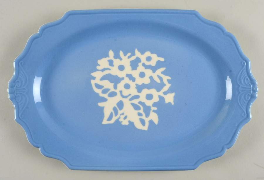 Dainty Flower Blue (Virginia) 13" Oval Serving Platter by Harker-1