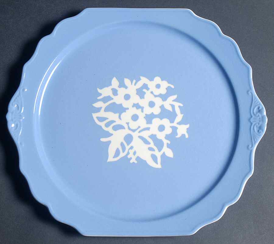 Dainty Flower Blue (Virginia) Square Handled Cake Plate by Harker-1
