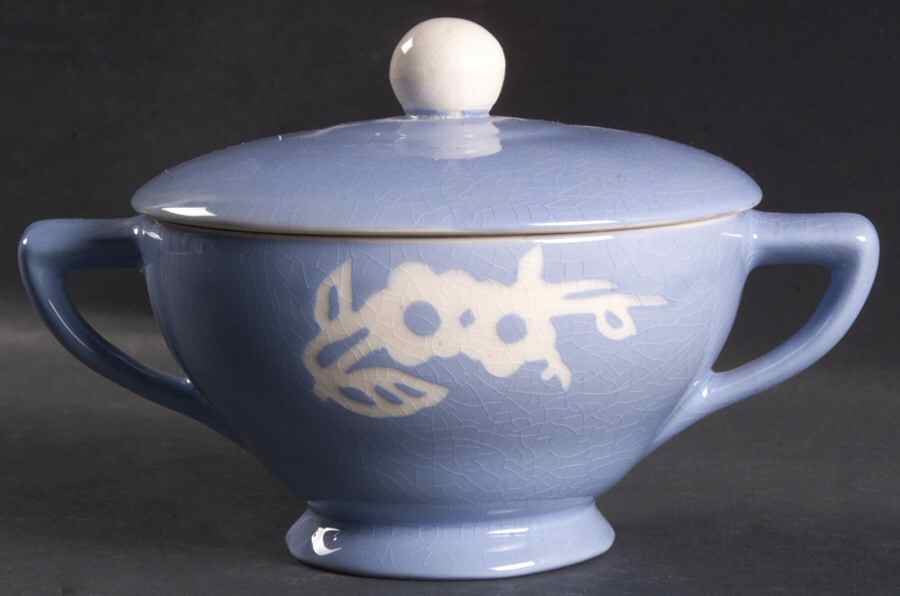 Dainty Flower Blue (Virginia) Sugar Bowl & Lid by Harker-1