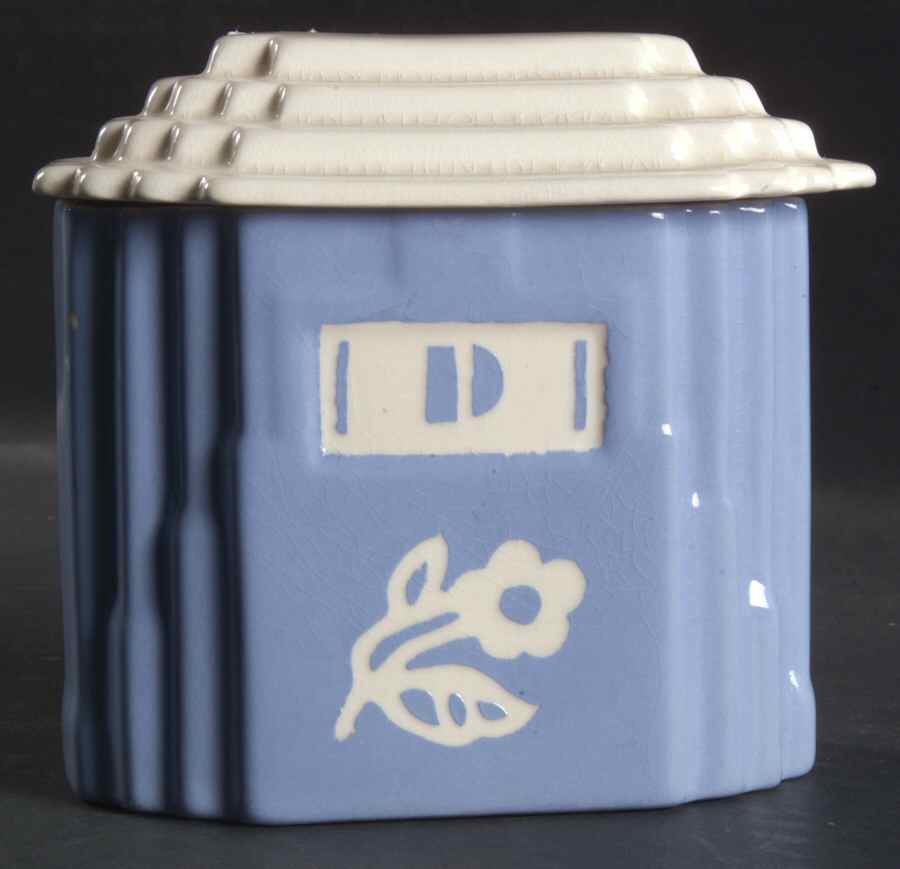 Dainty Flower Blue (Virginia) Drip Jar & Lid (No Strainer) by Harker-1