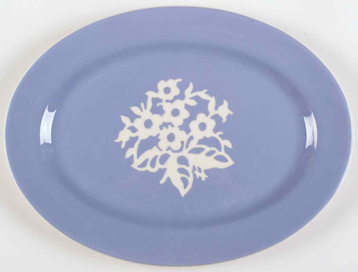 Dainty Flower Blue (Virginia) 13" Oval Serving Platter by Harker-1