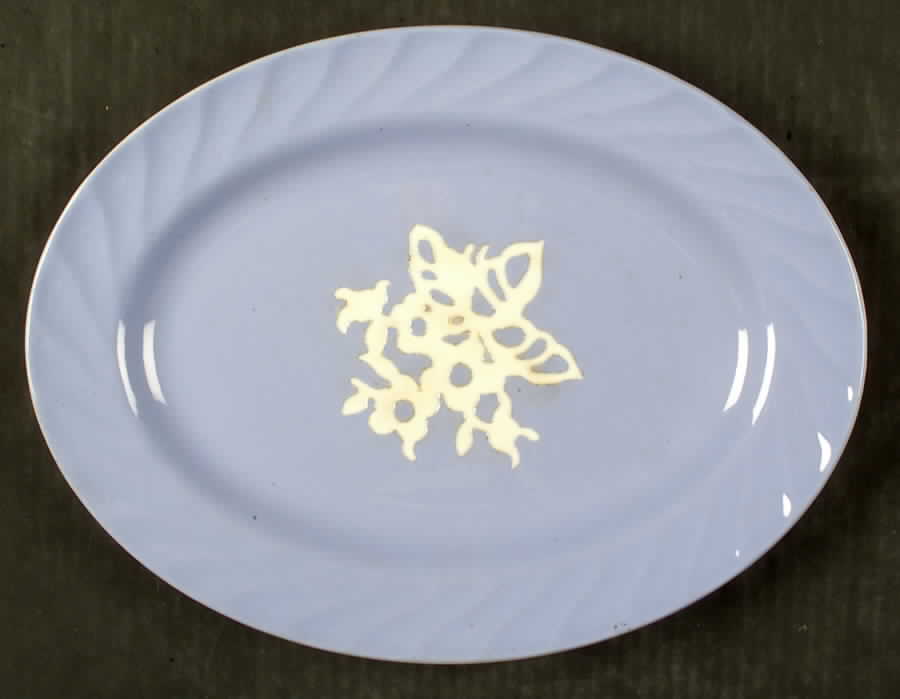 Dainty Flower Blue (Swirl) 12" Oval Serving Platter by Harker-1