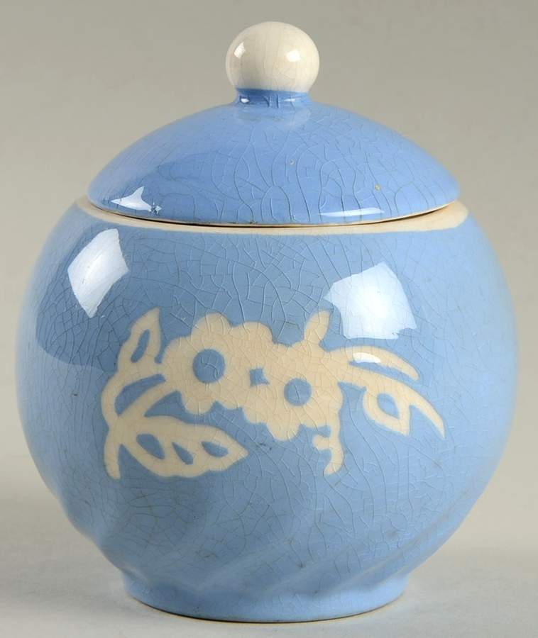 Dainty Flower Blue (Swirl) Sugar Bowl & Lid by Harker-1