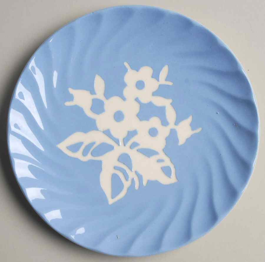 Dainty Flower Blue (Swirl) Bread & Butter Plate by Harker-1