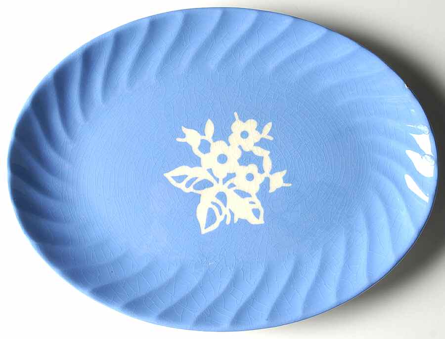 Dainty Flower Blue (Swirl) 11" Oval Serving Platter by Harker-1