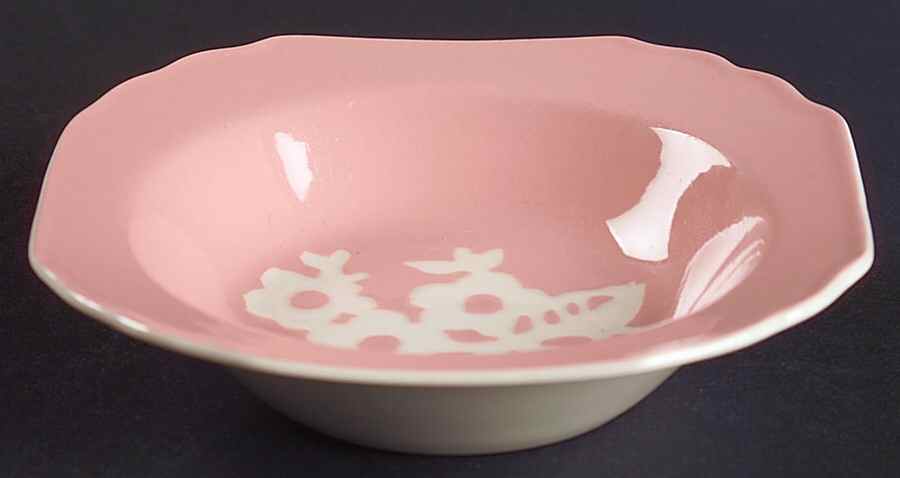 Dainty Flower Pink (Virginia) Rim Fruit/Dessert (Sauce) Bowl by Harker-1